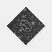 Sketched Floral contour Pattern Grey/Blk ID939 Servet (Hoek)