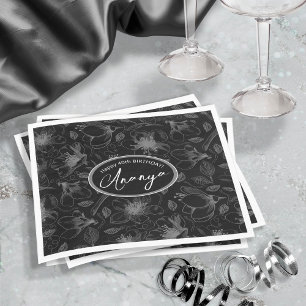 Sketched Floral contour Pattern Grey/Blk ID939 Servet