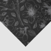 Sketched Floral contour Pattern Grey/Blk ID939 Tissuepapier (Detail)