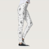Sketched Floral contour Pattern Grey/Wht ID939 Leggings (Rechts)