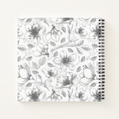 Sketched Floral contour Pattern Grey/Wht ID939 Notitieboek (Achterkant)