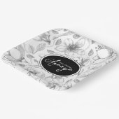 Sketched Floral contour Pattern Grey/Wht ID939 Papieren Bordje (Gebogen)