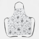 Sketched Floral contour Pattern Grey/Wht ID939 Schort (Voorkant)