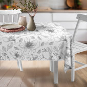 Sketched Floral contour Pattern Grey/Wht ID939 Tafelkleed