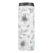 Sketched Floral contour Pattern Grey/Wht ID939 Thermosbeker (Achterkant)