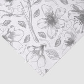 Sketched Floral contour Pattern Grey/Wht ID939 Tissuepapier (Detail)