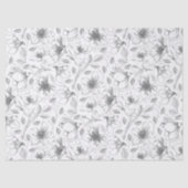 Sketched Floral contour Pattern Grey/Wht ID939 Tissuepapier (Voorkant)