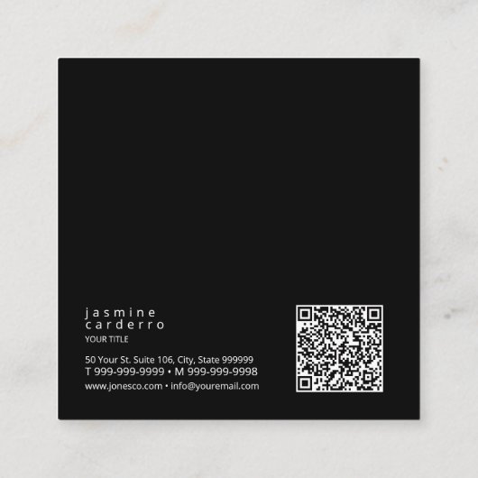 Sketched Floral contour Pattern Grey/Wht ID939 Vierkante Visitekaartje (Achterkant)