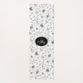 Sketched Floral contour Pattern Grey/Wht ID939 Yogamat (Voorkant)