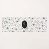 Sketched Floral contour Pattern Grey/Wht ID939 Yogamat (Voorkant (horizontaal))