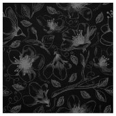 Sketched Floral contouren Pattern Black ID939 Stof (Swatch)