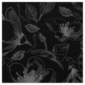 Sketched Floral contouren Pattern Black ID939 Stof (Close Up)