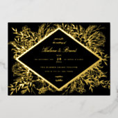 Sketched Floral Diamond Romantic Garden Champagne Folie Uitnodiging (Voorkant)