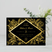 Sketched Floral Diamond Romantic Garden Champagne Folie Uitnodiging (Staand Voorkant)