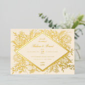 Sketched Floral Diamond Romantic Garden Champagne Folie Uitnodiging (Staand Voorkant)