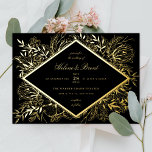 Sketched Floral Diamond Romantic Garden Champagne Folie Uitnodiging<br><div class="desc">Echte folie is hier! Roos goudfolie op een aangepaste kleur achtergrond; kies uit klassiek goud,  zilver of roos goud. Met de hand geschetst lijst met diamantcentrum.</div>