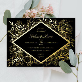 Sketched Floral Diamond Romantic Garden Champagne Folie Uitnodiging