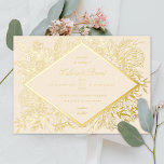Sketched Floral Diamond Romantic Garden Champagne Folie Uitnodiging<br><div class="desc">Echte folie is hier! Roos goudfolie op een aangepaste kleur achtergrond; kies uit klassiek goud,  zilver of roos goud. Met de hand geschetst lijst met diamantcentrum.</div>