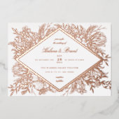 Sketched Floral Diamond Romantic Garden Roos Gold Folie Uitnodiging (Voorkant)