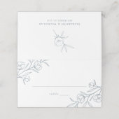 Sketched Floral Dusty Blue Wedding Plaatskaartje (Buitenkant ongevouwen)