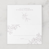 Sketched Floral Dusty Paars Wedding Plaatskaartje (Buitenkant ongevouwen)