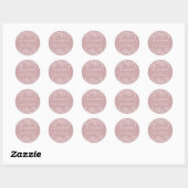 Sketched Floral Dusty Roos Wedding Ronde Sticker (Vel)