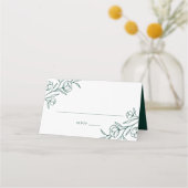 Sketched Floral Green Wedding Plaatskaartje (Voorkant)
