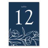 Sketched Floral Navy Wedding Kaart (Voorkant)