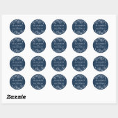 Sketched Floral Navy Wedding Ronde Sticker (Vel)