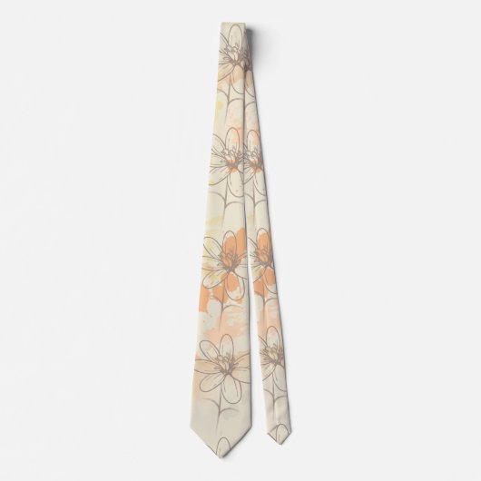 Sketched Floral op Waterverf Splats Stropdas (Voorkant)