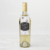 Sketched Floral Outline Dank u grijs/Wht ID939 Flessenhanger (Op fles)