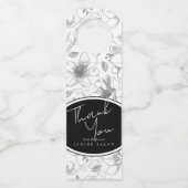 Sketched Floral Outline Dank u grijs/Wht ID939 Flessenhanger (Voorkant)