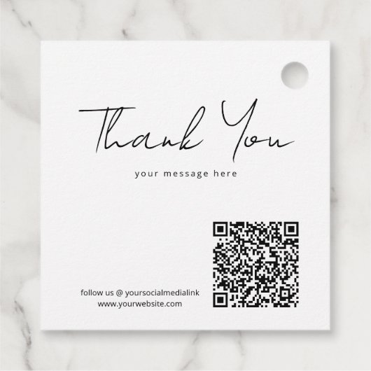 Sketched Floral overzicht QR-code grijs/Blk ID939 Bedankjes Labels (Achterkant)