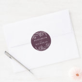 Sketched Floral Paars Wedding Ronde Sticker (Envelop)