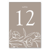 Sketched Floral Taupe Wedding Kaart (Voorkant)