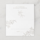Sketched Floral Taupe Wedding Plaatskaartje (Buitenkant ongevouwen)