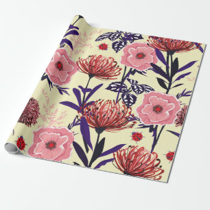 Sketched flower design in bright coñes seamlesp cadeaupapier