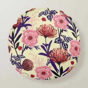 Sketched flower design in bright coñes seamlesp rond kussen