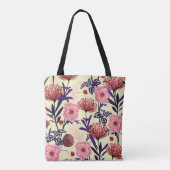 Sketched flower design in bright coñes seamlesp tote bag (Achterkant)