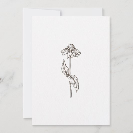 Sketched Hand Drawn Wildflower Wedding Kaart (Achterkant)