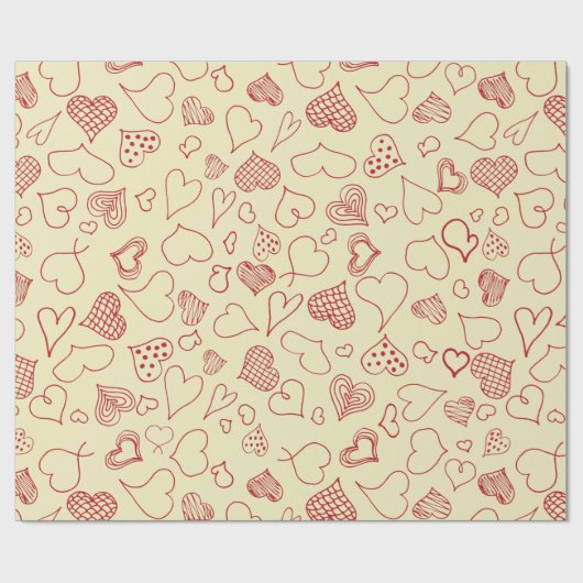 Sketched Hearts Valentijn Cadeaupapier (Vlak)