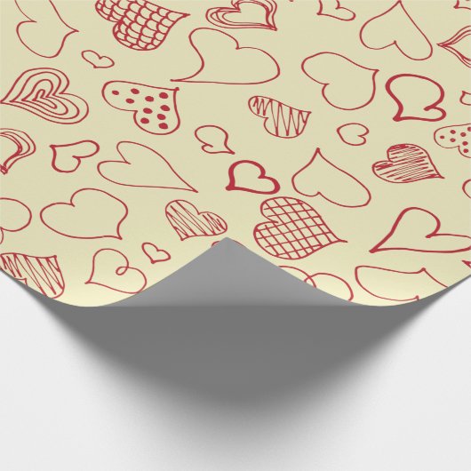 Sketched Hearts Valentijn Cadeaupapier (Hoek)