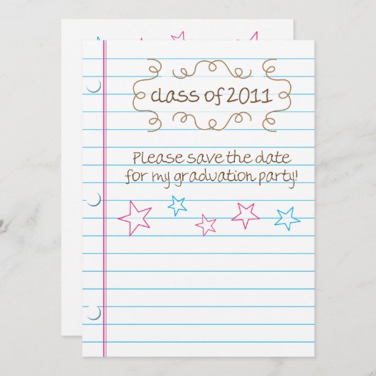 Sketched Loose Leaf Graduation Party Save the Date Kaart (Voorkant / Achterkant)
