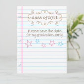 Sketched Loose Leaf Graduation Party Save the Date Kaart (Staand voorkant)