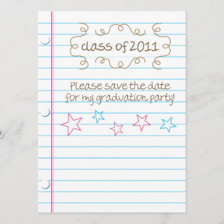 Sketched Loose Leaf Graduation Party Save the Date Kaart