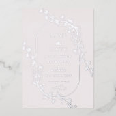 Sketched Modern Floral Wedding Foil Invitation Folie Uitnodiging (Voorkant)