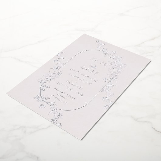 Sketched Modern Floral Wedding Foil Invitation Folie Uitnodiging (Gedraaid)