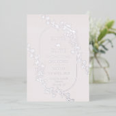 Sketched Modern Floral Wedding Foil Invitation Folie Uitnodiging (Staand Voorkant)