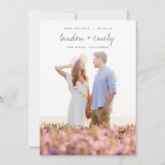 Sketched Names | Verticale foto Save The Date (Voorkant)