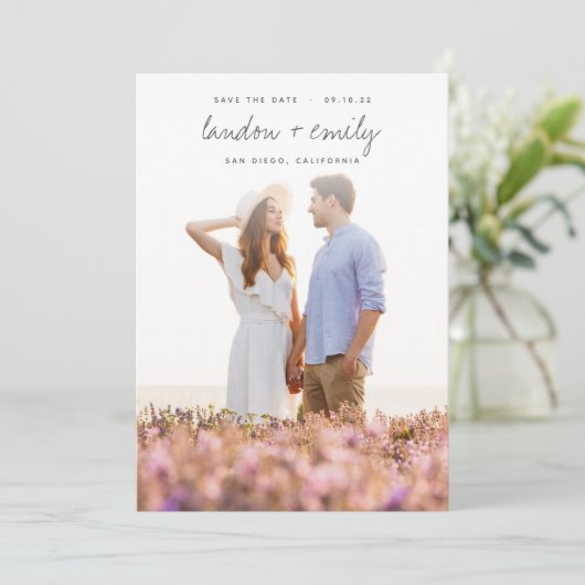 Sketched Names | Verticale foto Save The Date (Staand voorkant)